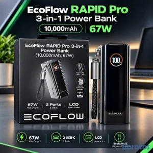 EcoFlow Rapid Pro 3-in-1 Power Bank 10000mAh & 67W Foldable AC Plug 45W