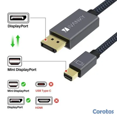 otros electronicos - CABLE MINI DISPLAYPORT A DISPLAYPORT 6.6 PIES IVANKY 3