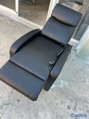 muebles y colchones - Sillon Reclinable Negro en ledel , con masaje  3