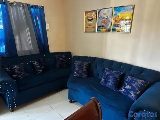 muebles y colchones - Juego de 2 sofás en caoba  2