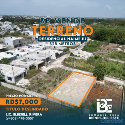 solares y terrenos - Se vende solar de 325 metros en Residencial Naime  6