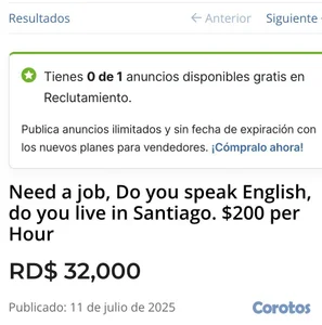 Need a job? Do you speak english. Do you live in santiago!