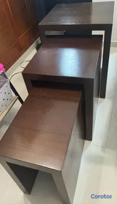 muebles y colchones - SET MESITAS ESCALONADAS CAOBA MACIZA 2