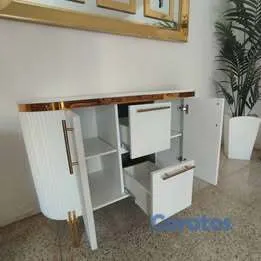 muebles y colchones - Credenza de sala moderna , blanca  3