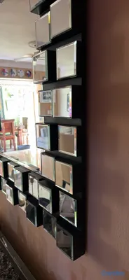 muebles y colchones - Espejo de pared cuadrado moderno con marco de bloq 5