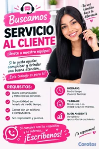 Vacante para servicio al cliente 