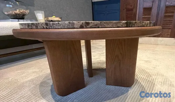 muebles y colchones - Mesa centro marmol emperador roble americano 81cm 2