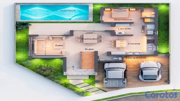 casas - Casa Moderna con Piscina y 4 Habitaciones Av ecologica 5