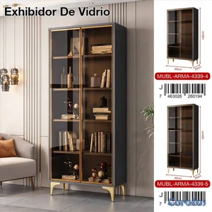 Vitrina de vidrio con marco dorado 185 cm