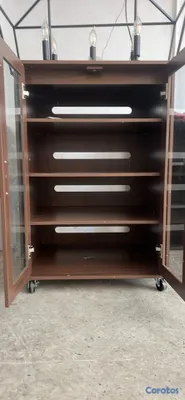 cocina - Gabinete de almacenamiento con 4 niveles ajustable en altura, puerta en cristal. 3