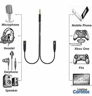 accesorios para electronica - Adaptador divisor de audio audífono y micrófono con conector 3.5mm 2