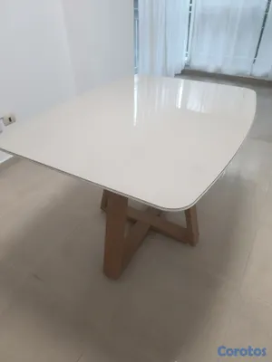 muebles y colchones - Mesa de comedor de 4 sillas con tope de cristal 3