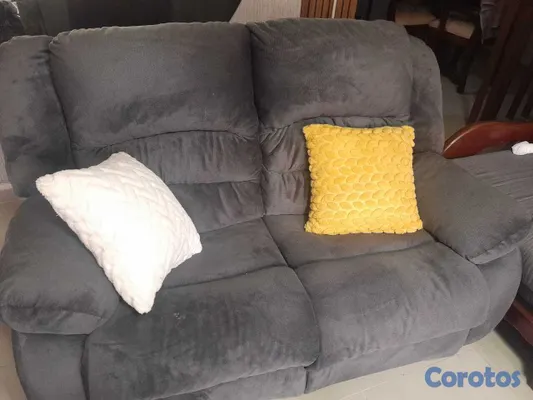 muebles y colchones - Juego de sala reclinable de tela microfibra 8