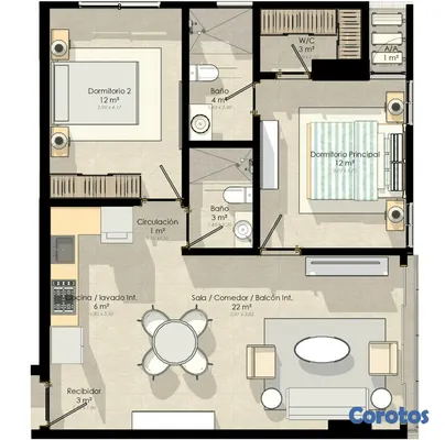 apartamentos - Apartamentos en construccion y  en venta (75mts2) en la Evaristo Morales 5