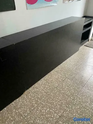 muebles y colchones - buro mesa contra pared color marron oscuro 3