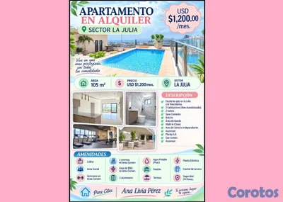Apartamento en Alquiler – Sector LA JULIA – USD $1