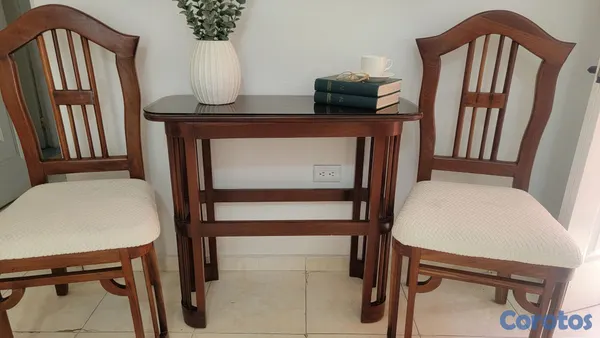 muebles y colchones - Combo de caoba, repisa y sillas con estilo clásico único. 5