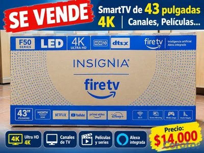 Vendo TV de 43 pg nueva de caja, canales y pelicul