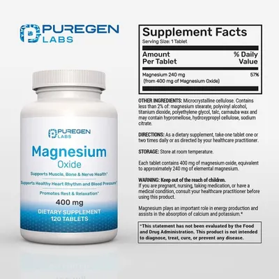 Salud y Equipamiento Médico - Oxido Magnesio 400 mg 120 Tabletas - Unidad 2