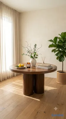 decoración y accesorios - Mesa comedor redonda madera maciza 6 puestos 149cm 11