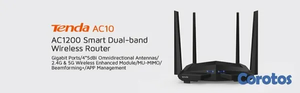 accesorios para electronica - ROUTER WIRELESS TENDA AC10, 1200MBPS , 4 PUERTOS GIGABIT, UN USB  EN 5 GHZ  2