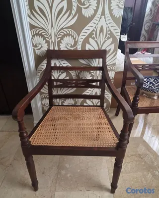 muebles y colchones - 2 Butacas caoba pajilla Ilumel coloniales 2