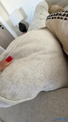 muebles y colchones - Sofá gris en forma de L (tela tipo lino) 2