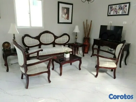muebles y colchones - Juego de muebles sala en caoba 3