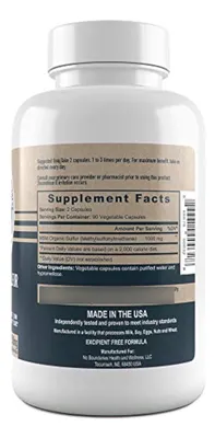Salud y Equipamiento Médico - Msm Azufre Organico Premium 180 Capsulas Desintoxicante 2