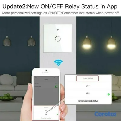 accesorios para electronica - Interruptor tactil WIFI 1 conector, conecta con Alexa y Google Home no usa neutr 3