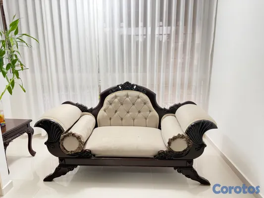 muebles y colchones - Juego de sala clásico de caoba con mesa de centro 2