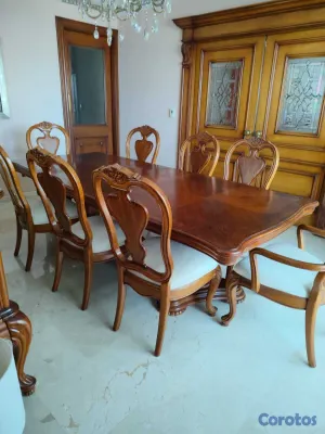 muebles y colchones - Juego de comedor y repisa en madera 6-8 personas 3