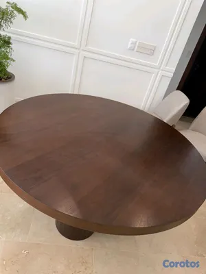muebles y colchones - Mesa comedor redonda madera maciza 6 puestos 149cm 2