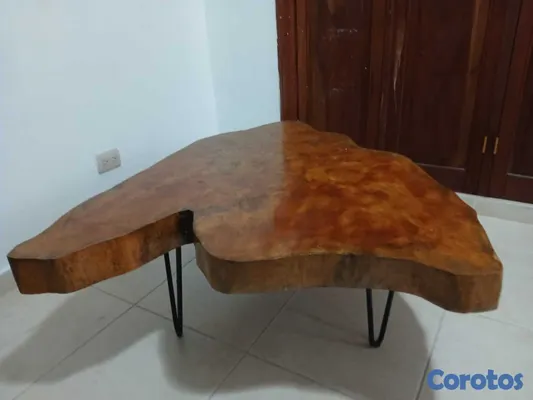 decoración y accesorios - VENDO MESA PARA SALA O TERRAZA TRONCO DE MADERA 4