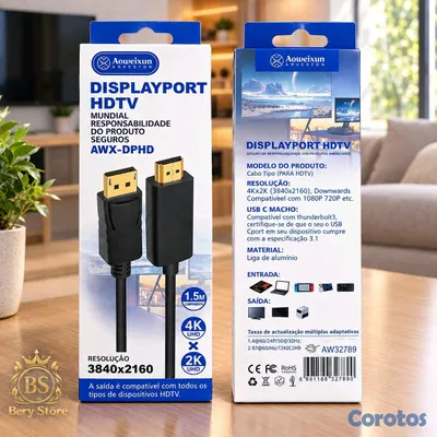 computadoras y laptops - Cable DisplayPort a HDMI de 1.5 M. para conectar PC, Consolas, TV, Monitores ETC 4