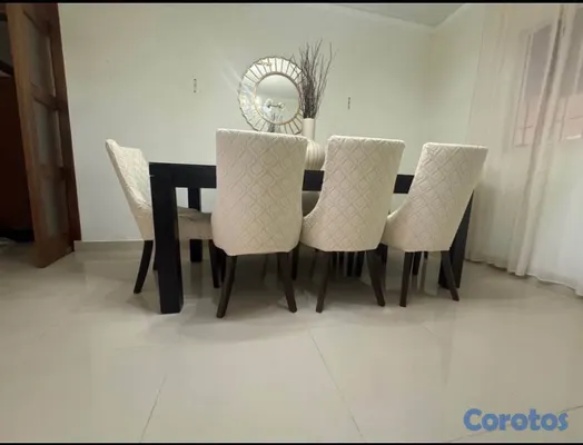 muebles y colchones - set comedor de 8 sillas, incluye tope de cristal y protector de sillas.  6