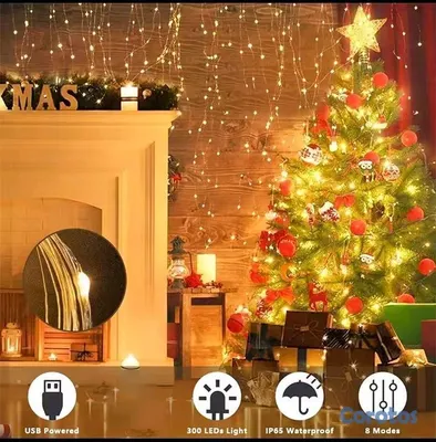 decoración y accesorios - Guirnalda de luces LED 3M lámpara USB de 8 modos para el hogar, fiesta denavidad 2