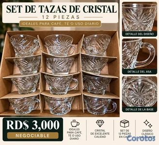 SET DE TAZAS DE CRISTAL – 12 PIEZAS (NEGOCIABLE)
