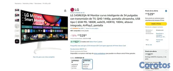 tv - MONITOR LG UNTRAWILDE 34 PULGADAS CURVO COMO NUEVO 5