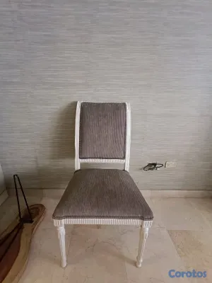 muebles y colchones - Juego 8 sillas comedor madera tallada blanco 3