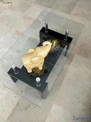 muebles y colchones - Mesa de centro moderna de cristal y base negra 3