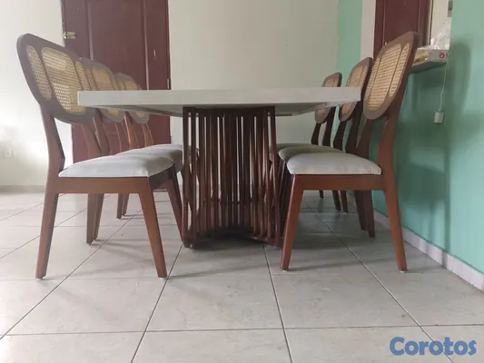 muebles y colchones - Hermoso juego de comedor de seis sillas. 6