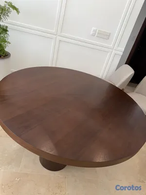 decoración y accesorios - Mesa comedor redonda madera maciza 6 puestos 149cm 8