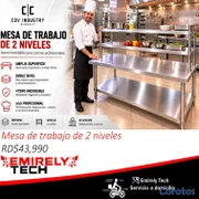 equipos profesionales - Mesa de trabajo de 2 niveles acero inoxidable