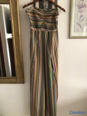 zapatos para mujer - Jumper Boho Chic Palazo / Mono Largo de Rayas Multicolor 5