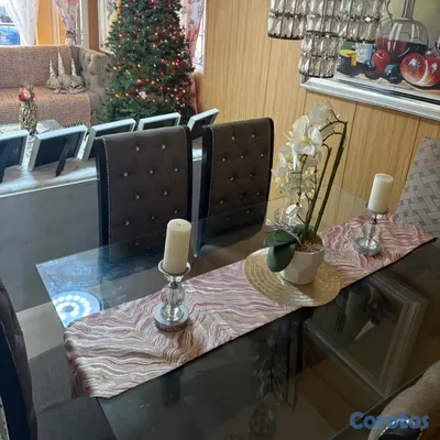 muebles y colchones - te vendo este comedor en buen estado tope de cristal de 6 sillas color gris   2