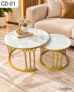 *SET DE MESA DE CENTRO* 

▪️MATERIAL: *TOPE DE CRISTAL CON DISEÑO DE MÁRMOL 