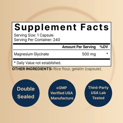 Salud y Equipamiento Médico - Glicinato De Magnesio 500 Mg 100% Quelado Naturebell 480 Cap 3