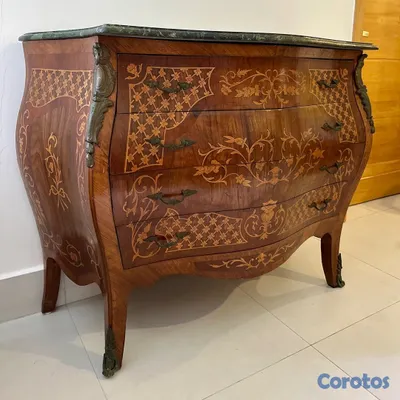 muebles y colchones - Cómoda estilo Luis XV con mármol y gavetas 5