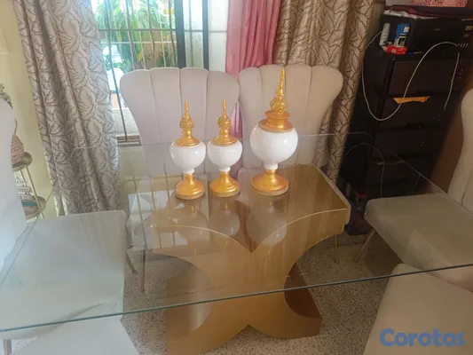 muebles y colchones - vendo juego de comedor de seis sillas con tope de cristal. 3
